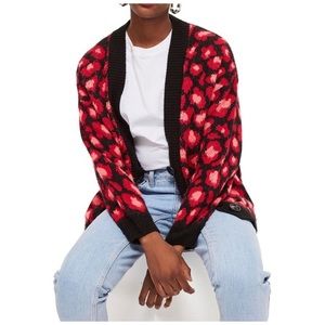 Topshop Leopard Print Sweater Pink + Red - SZ 6
